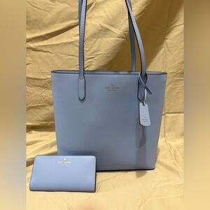 kate spade new york Brynn Periwinkle Tote with Wallet, Logo & Tag Accents